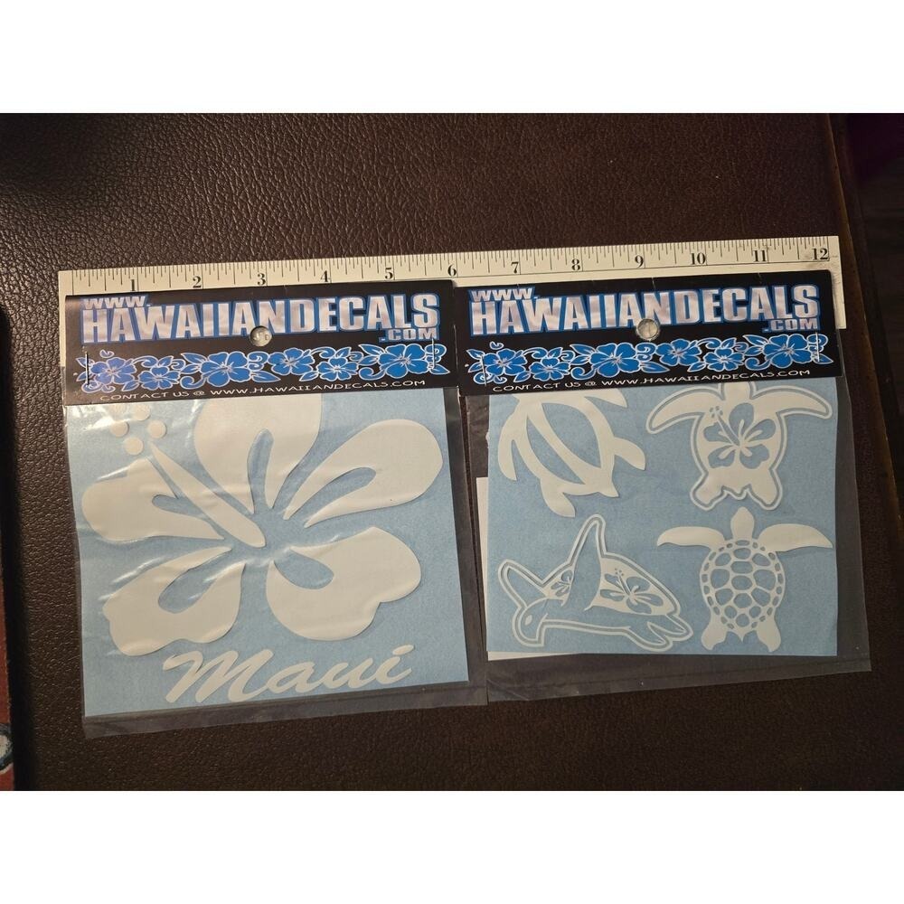 WWW.Hawaiian Decls.com 2 Sets of White Hawaiianโ Decal Stickers NIB